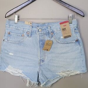 Levi's Women's Faded Blue Jean Shorts Distressed Cut-off NWT 30